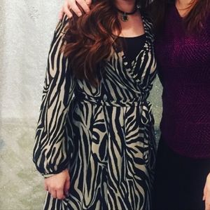 Zara Zebra Print Wrap Dress | Size Small